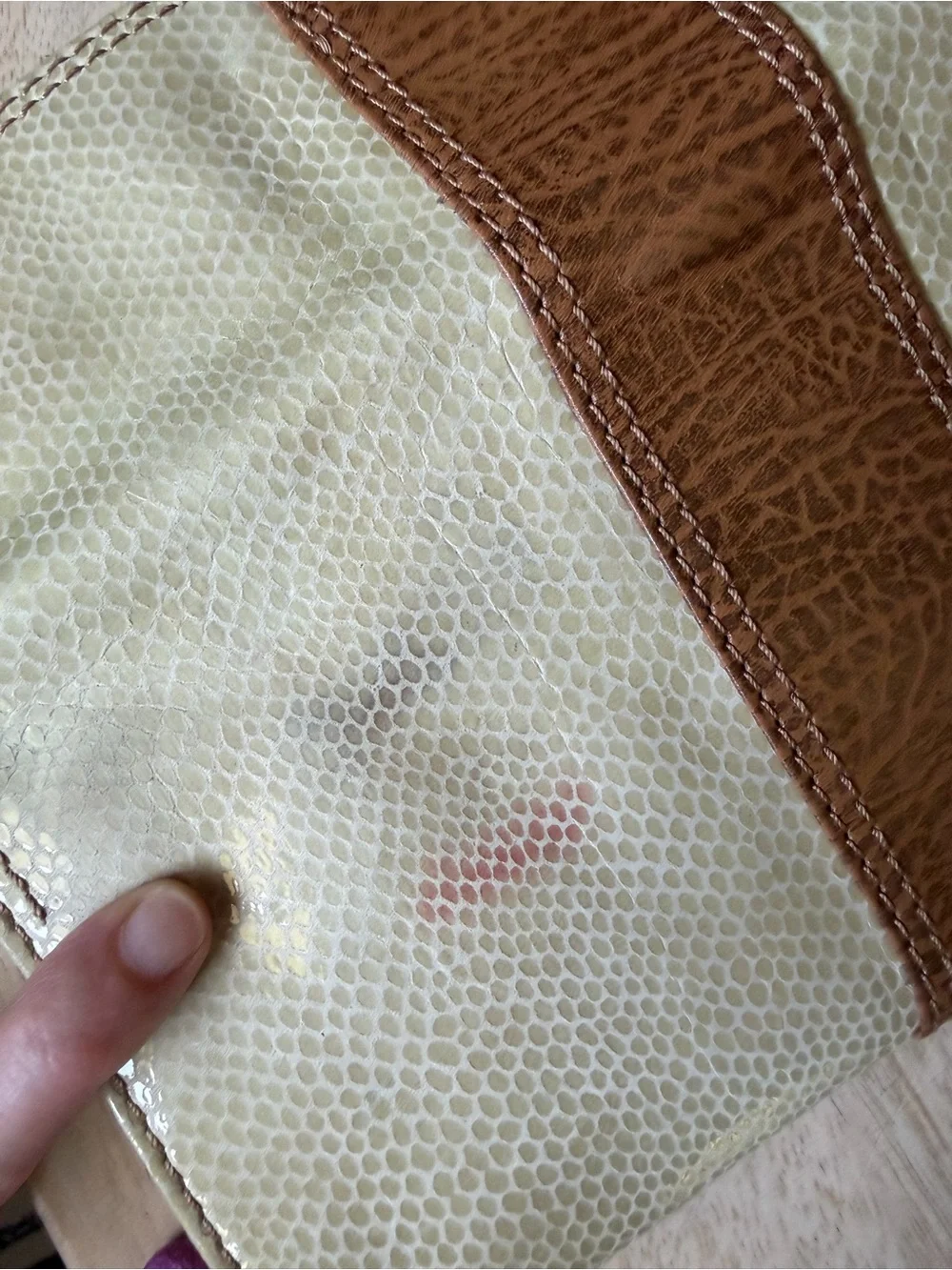 Fossil Leather flap Clutch Cream and Tan Never Used